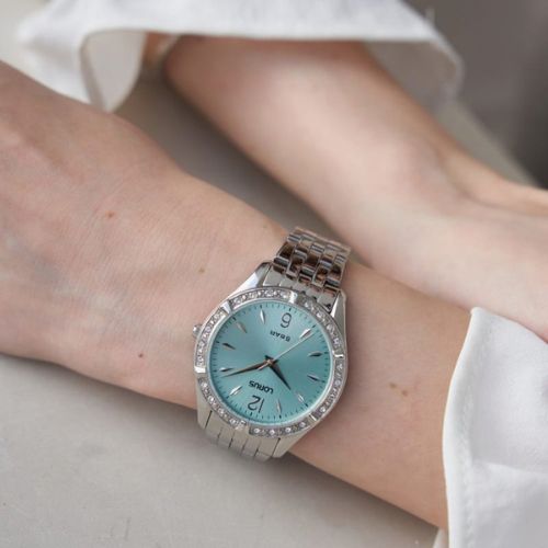 Lorus Radiant Crystal Blue Dial Watch on Wrist