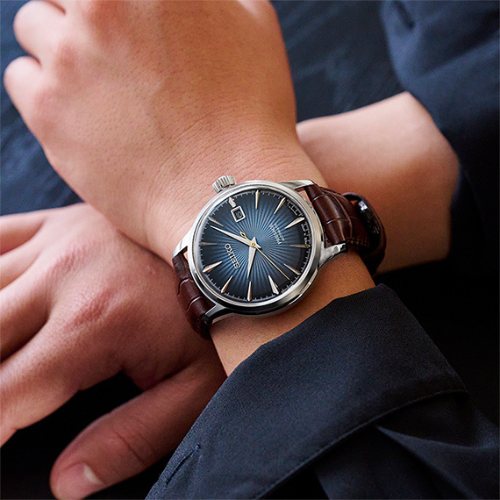 Seiko Mens Presage Midnight Blue Moon Cocktail Time Watch Gift