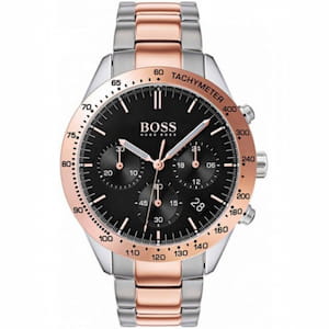 Men's BOSS Two-tone Bracelet Watch with Black Dial