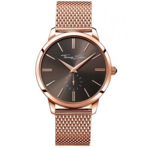 THOMAS SABO Rose Gold Mesh Strap with Black Dial Gifts for Him