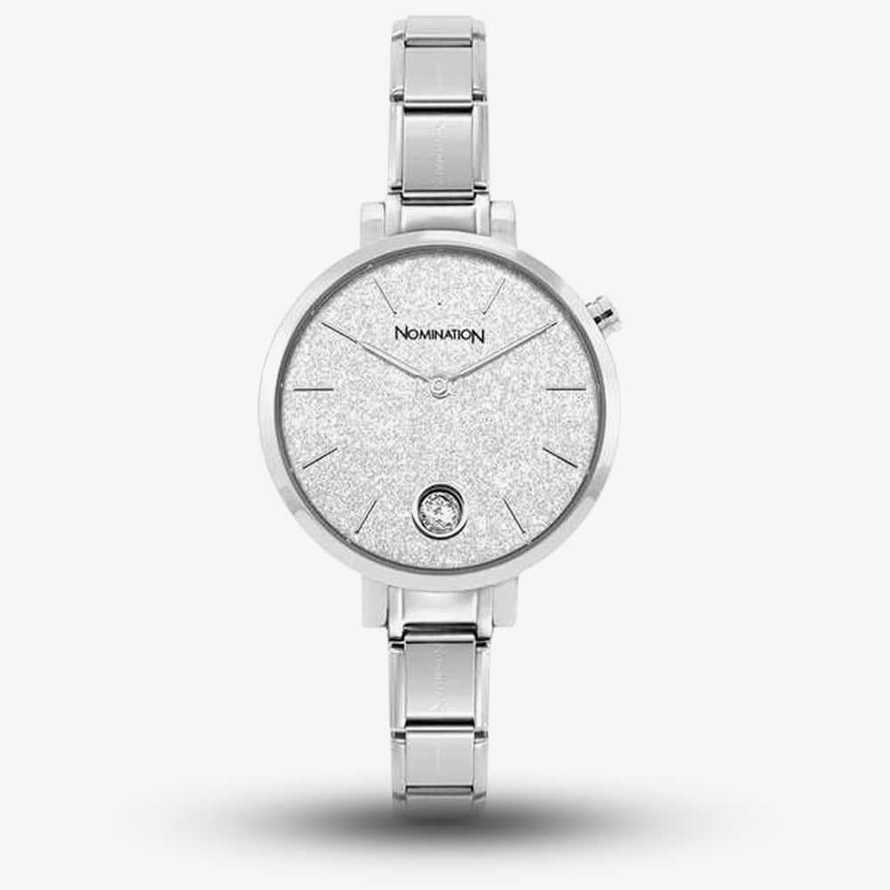 House of Watches - Nomination Composable CLASSIC Paris Glitter Silver Tone Watch 076033/023
