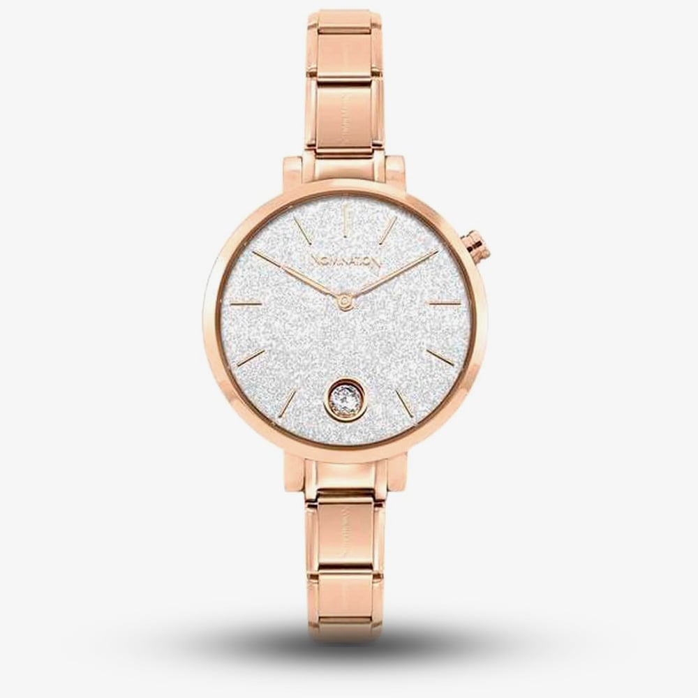 House of Watches - Nomination Composable CLASSIC Paris Glitter Rose Gold Tone Watch 076034/023