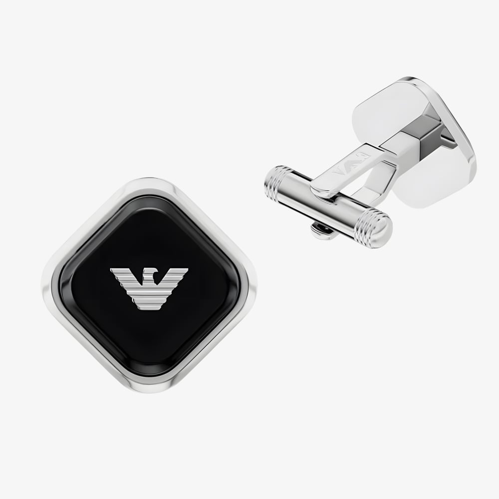 Emporio Armani Black Diamond Logo Cufflinks EGS3385040