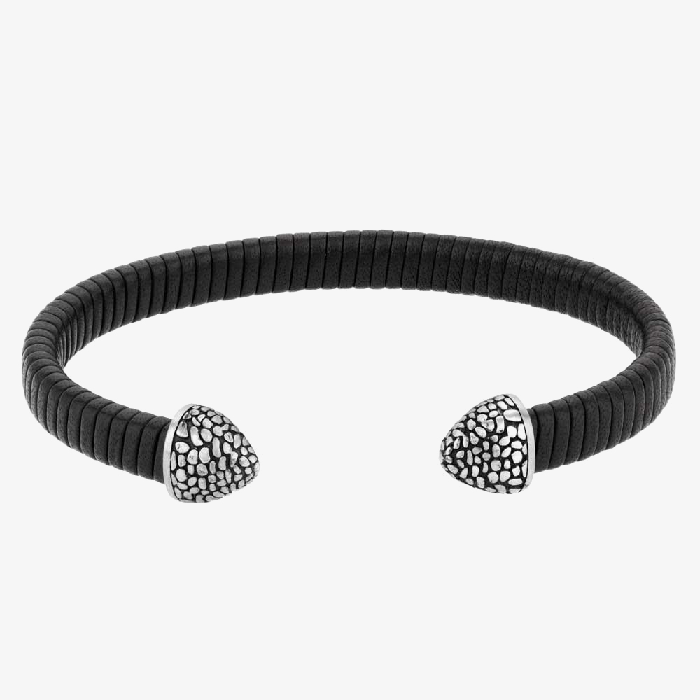 House of Watches - Bourne and Wilde Mens Leather Open Bangle UR31-01