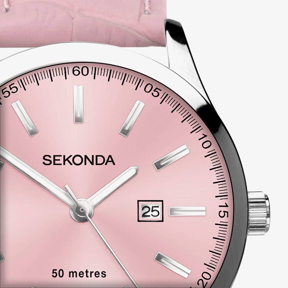 Sekonda Classic Taylor Pink Leather Strap Watch 40550