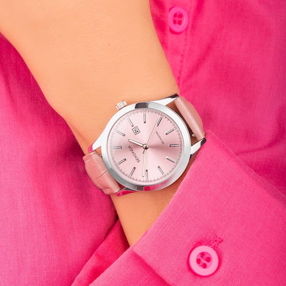 Sekonda Classic Taylor Pink Leather Strap Watch 40550