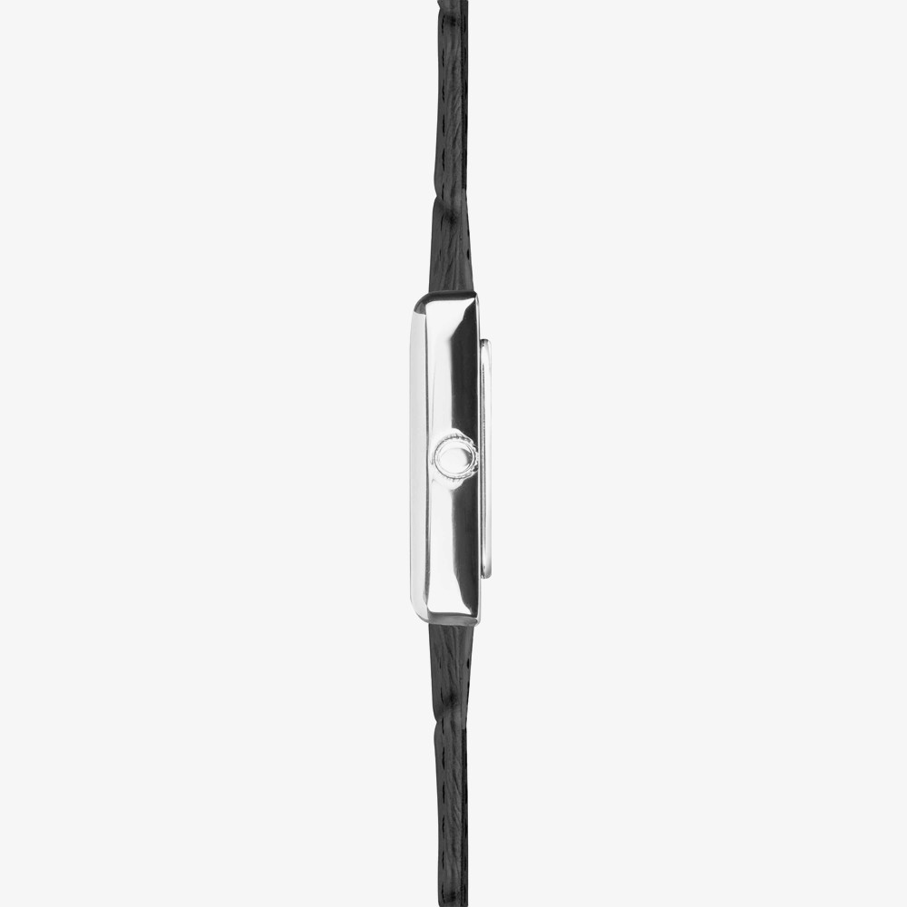 Sekonda Ladies Classic Colette Silver Rectangular Dial Black Leather Strap Watch 40744