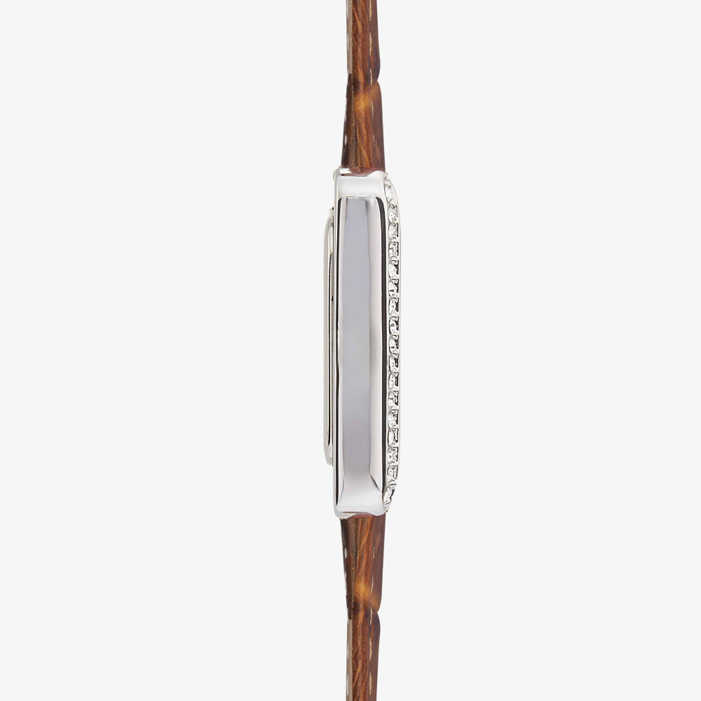Sekonda Ladies Classic Colette White Rectangular Dial Brown Leather Strap Watch 40736