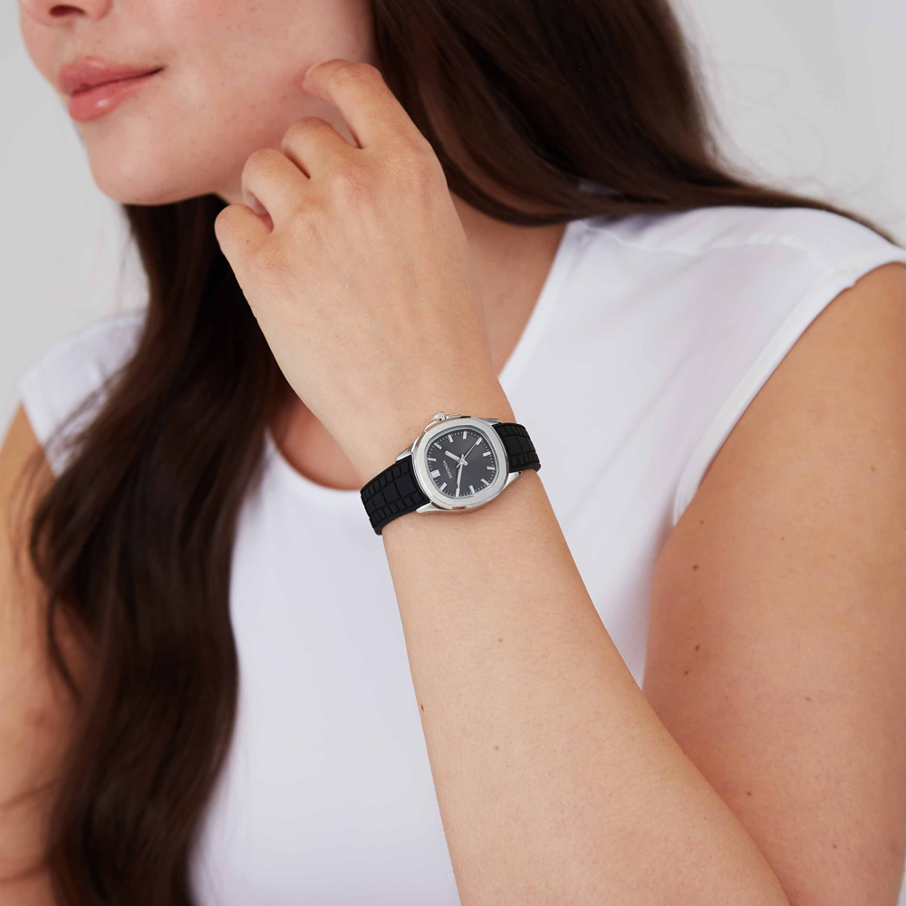 Sekonda Ladies Dress Octaire Black Dial Rubber Strap Watch 40727