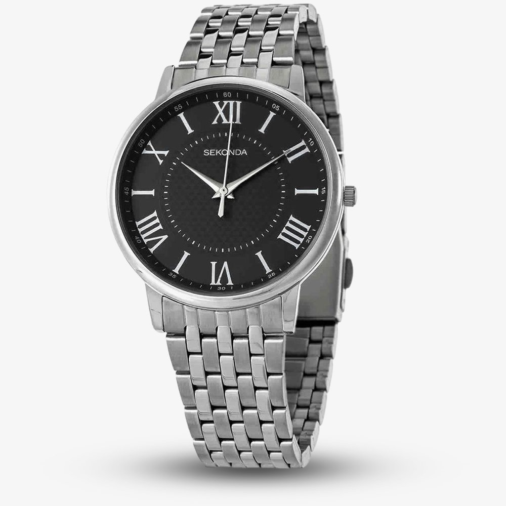 House of Watches - Sekonda Classic Silver Bracelet & Black Dial Watch 2332