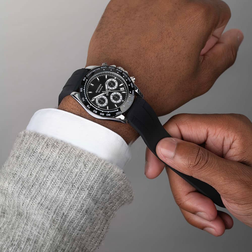 Sekonda Circuit Chronograph Black Rubber Strap Watch 30199