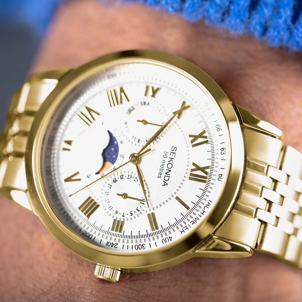 Sekonda Armstrong Moonphase Gold Watch 30228