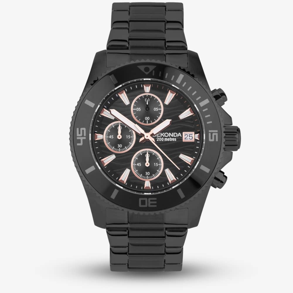 House of Watches - Sekonda Mens Pacific Wave Black Chronograph Watch 30117