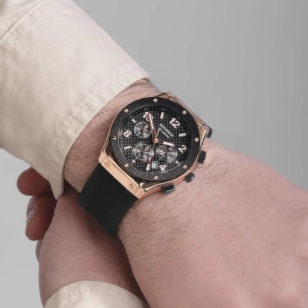 Sekonda Mens Titan Black Dial Chronograph Watch 30257