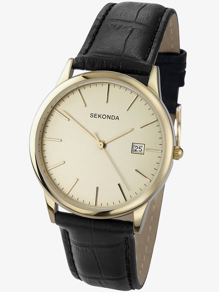 Sekonda Mens Classic Black Strap Watch 3697