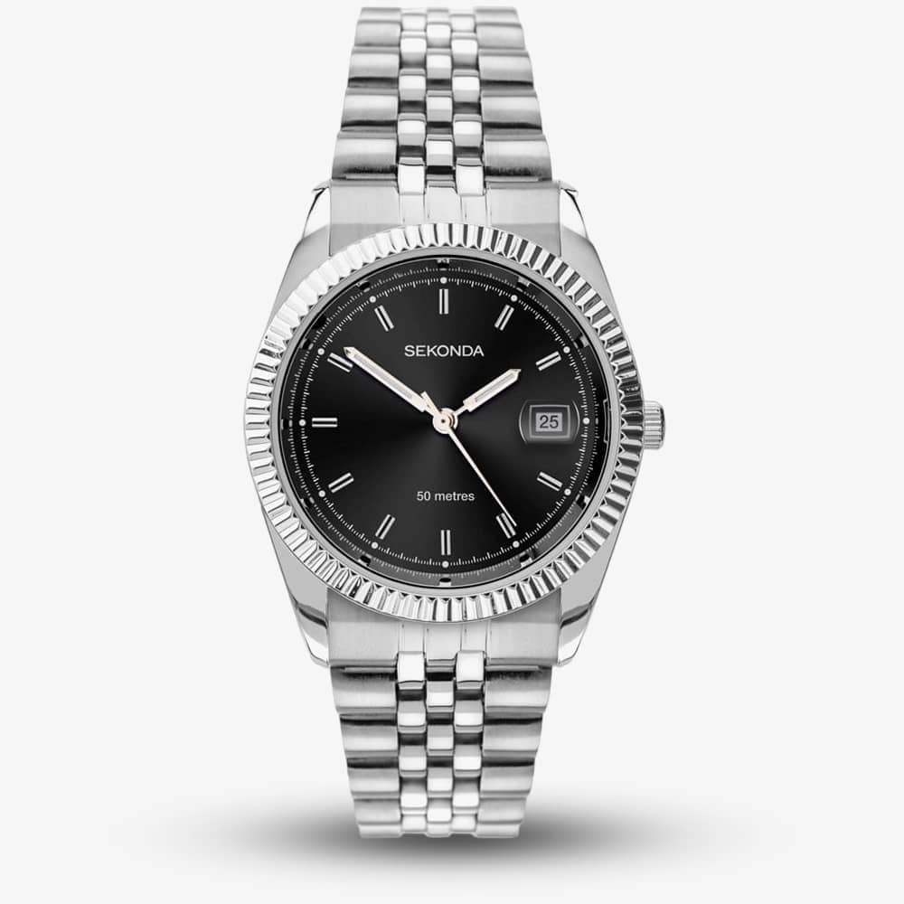 House of Watches - Sekonda Stainless Steel Black Dial Watch 1691