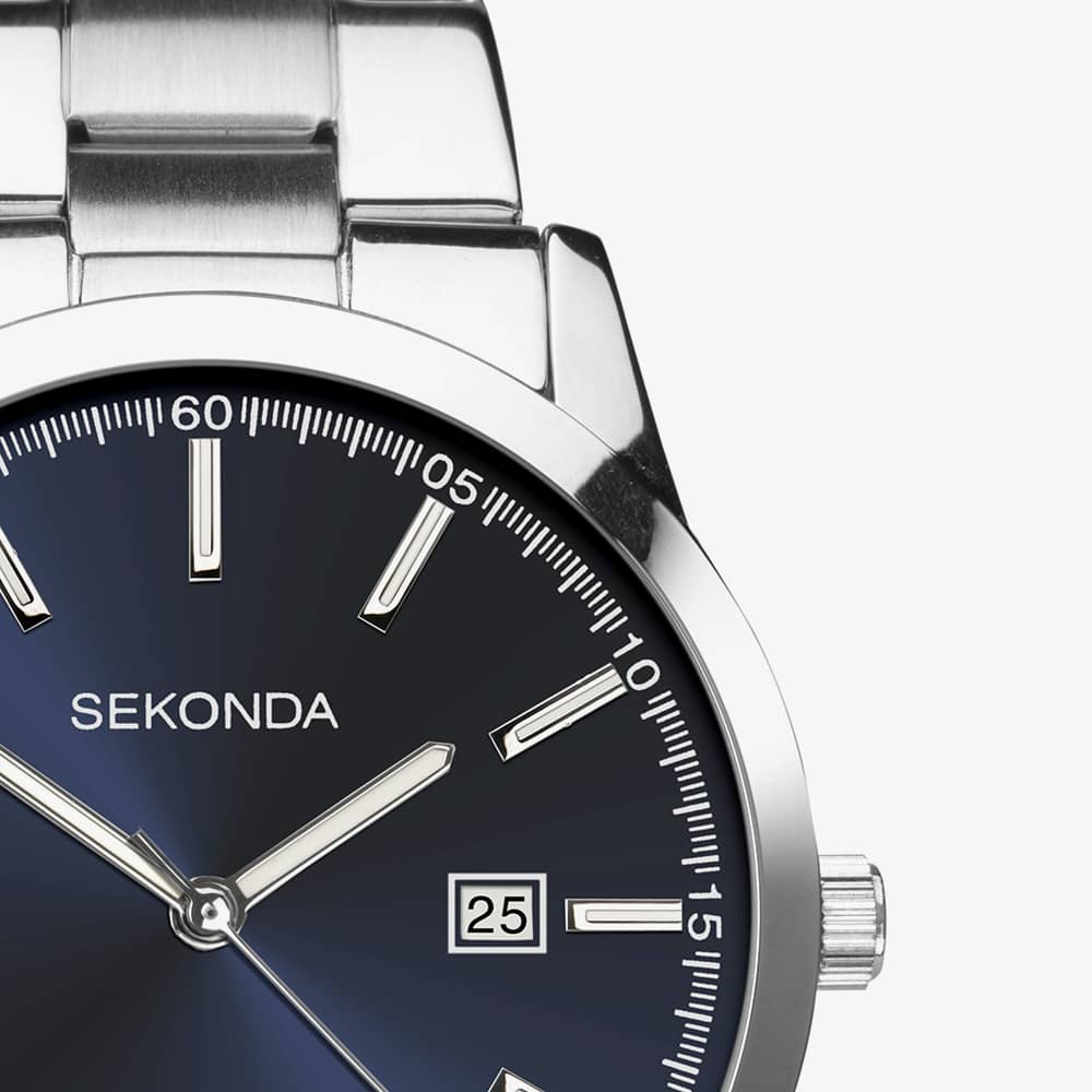 Sekonda Taylor Blue Dial Silver Watch 1943