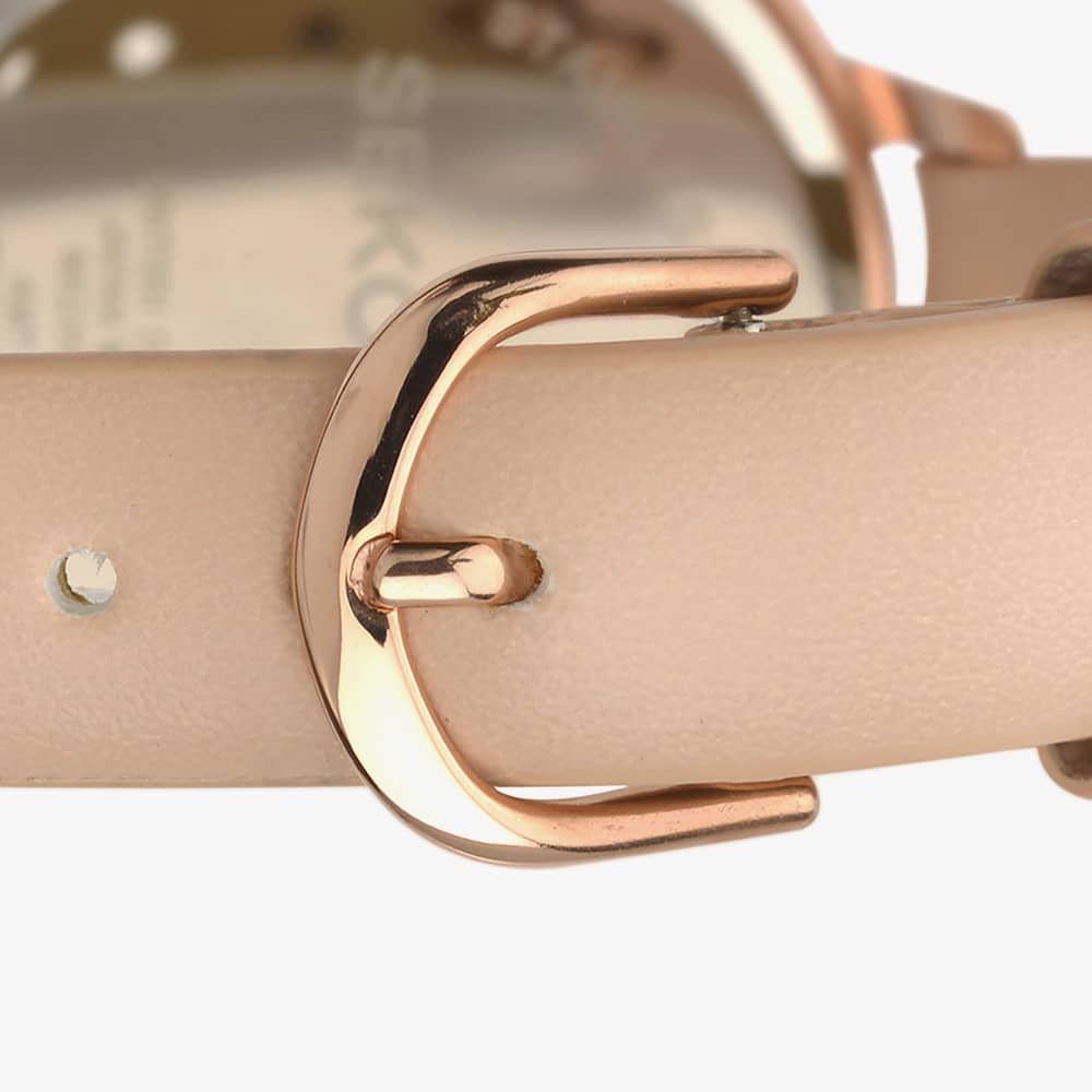 Sekonda Elegance Rose Gold & Cream Strap Watch 2137