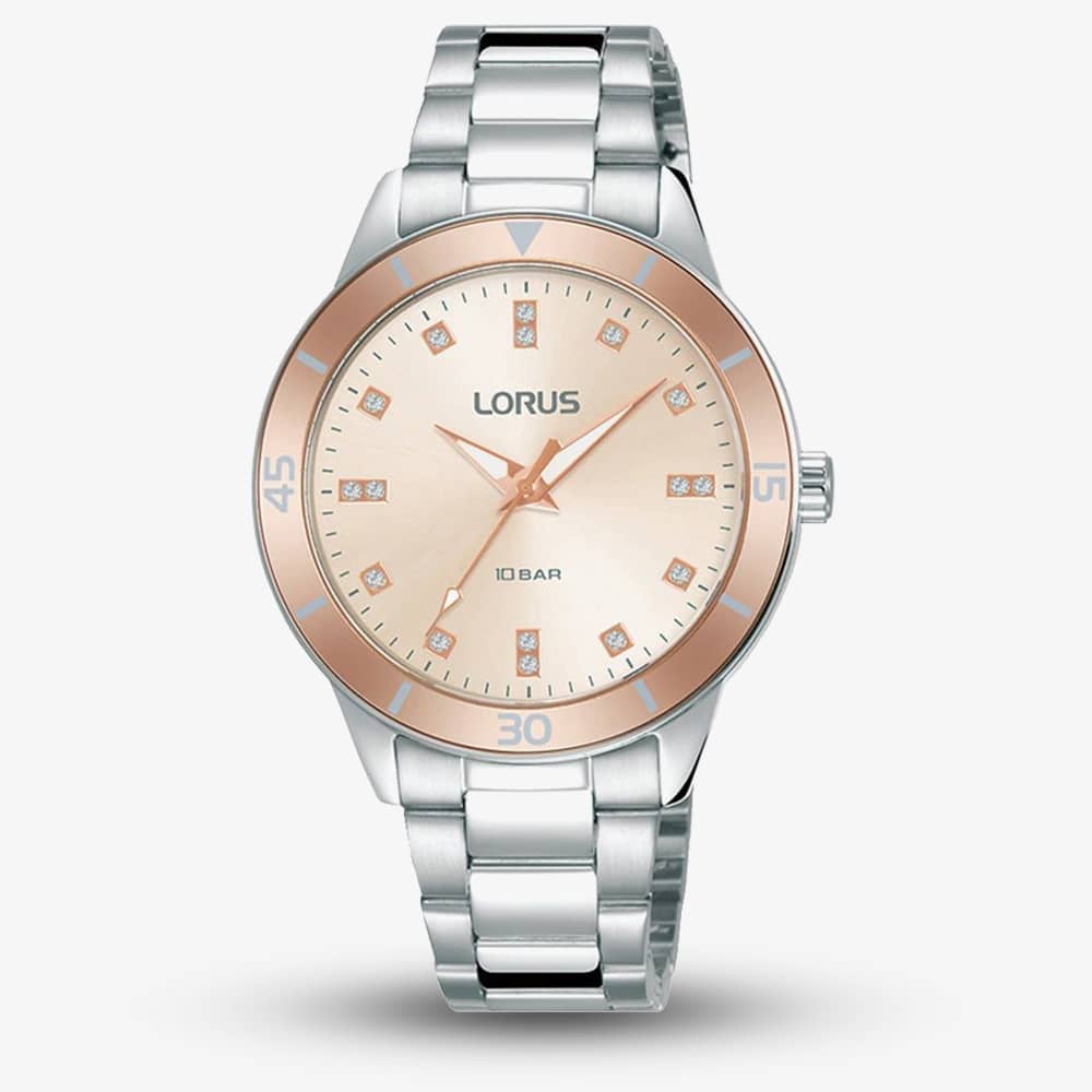 House of Watches - Lorus Ladies Sports Light Rose Gold Sunray Dial Bracelet Watch RG241RX9