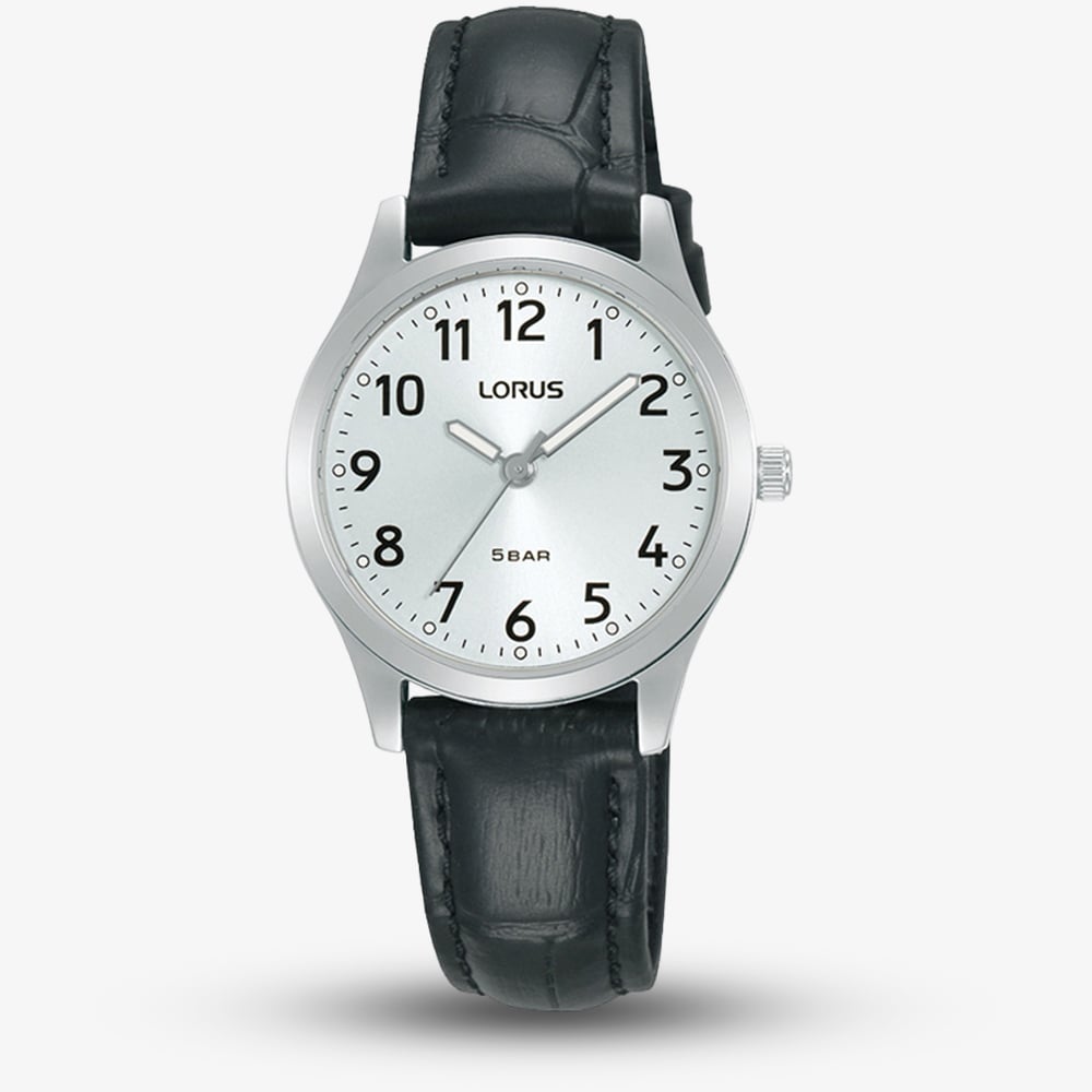 House of Watches - Lorus Black Leather Strap White Watch RRX19JX9