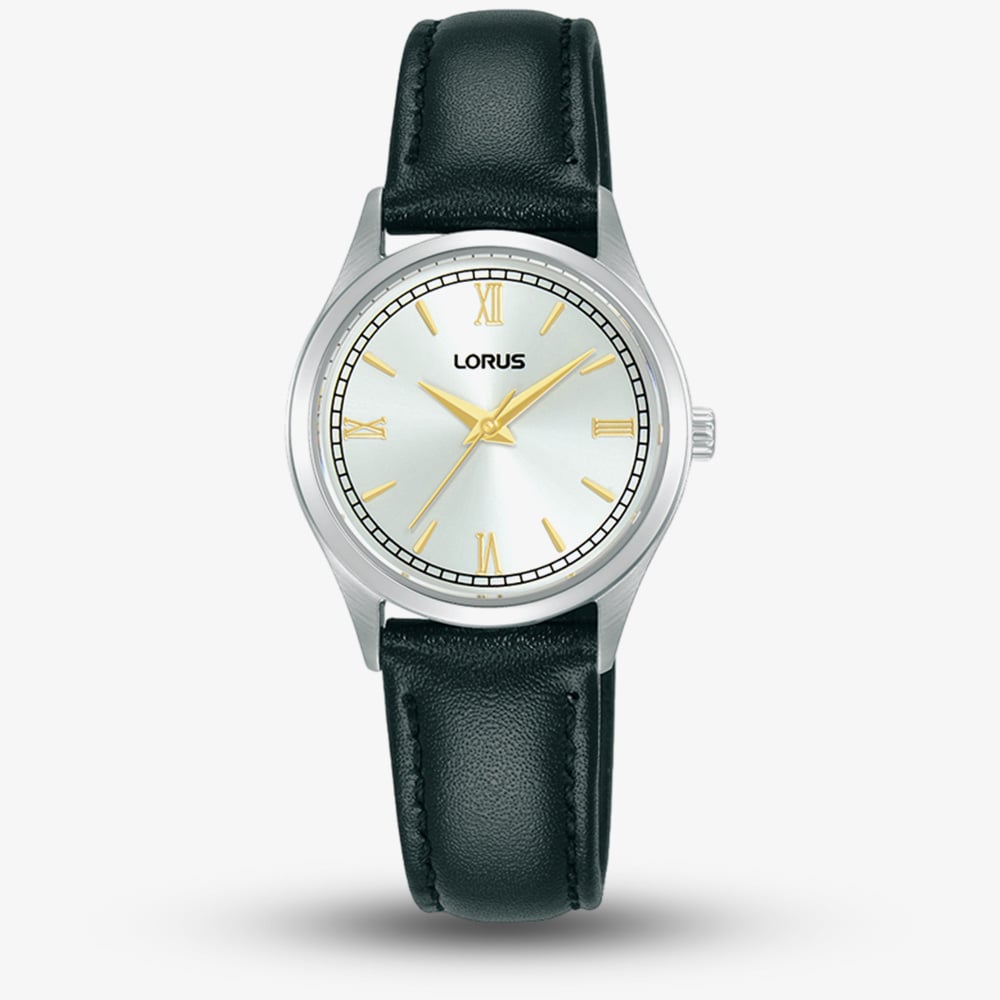 House of Watches - Lorus Ladies Classic White Dial Black Leather Strap Watch RG215YX9