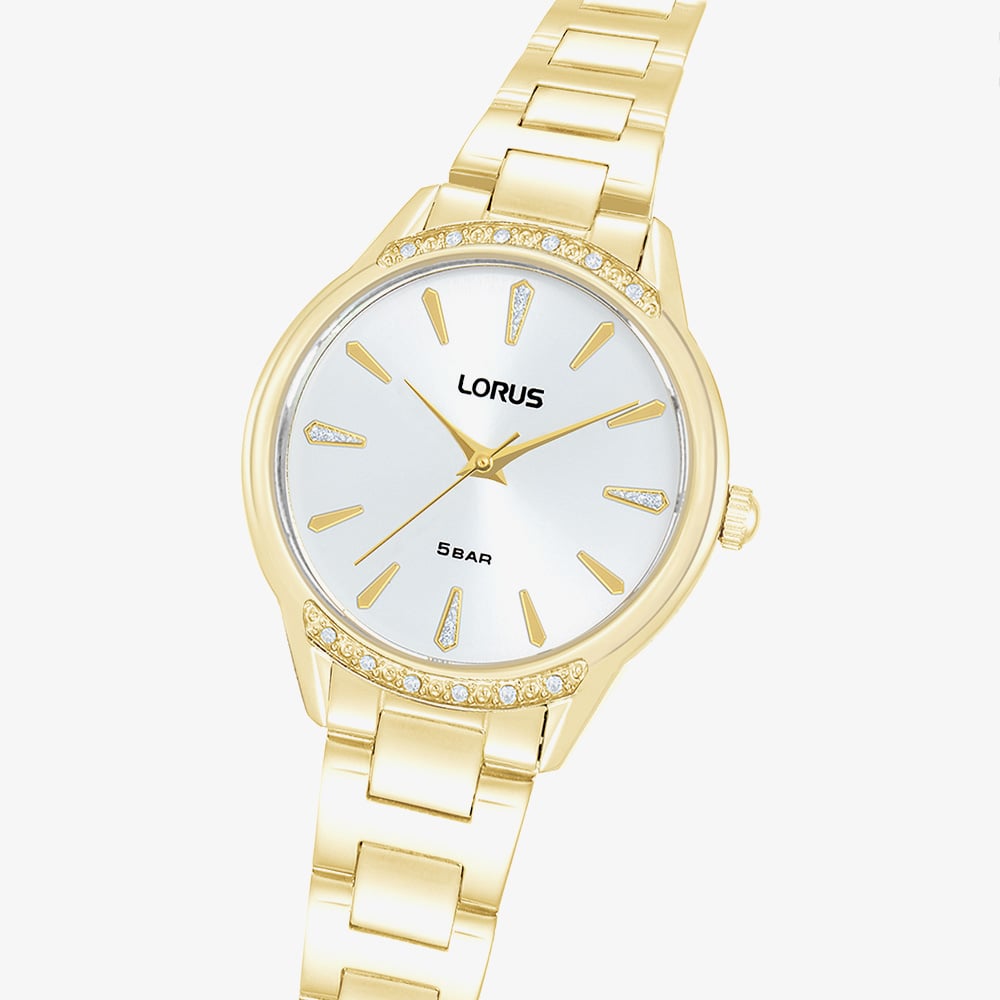 Lorus Ladies Silver Dial Gold Tone Bracelet Watch RG258YX9