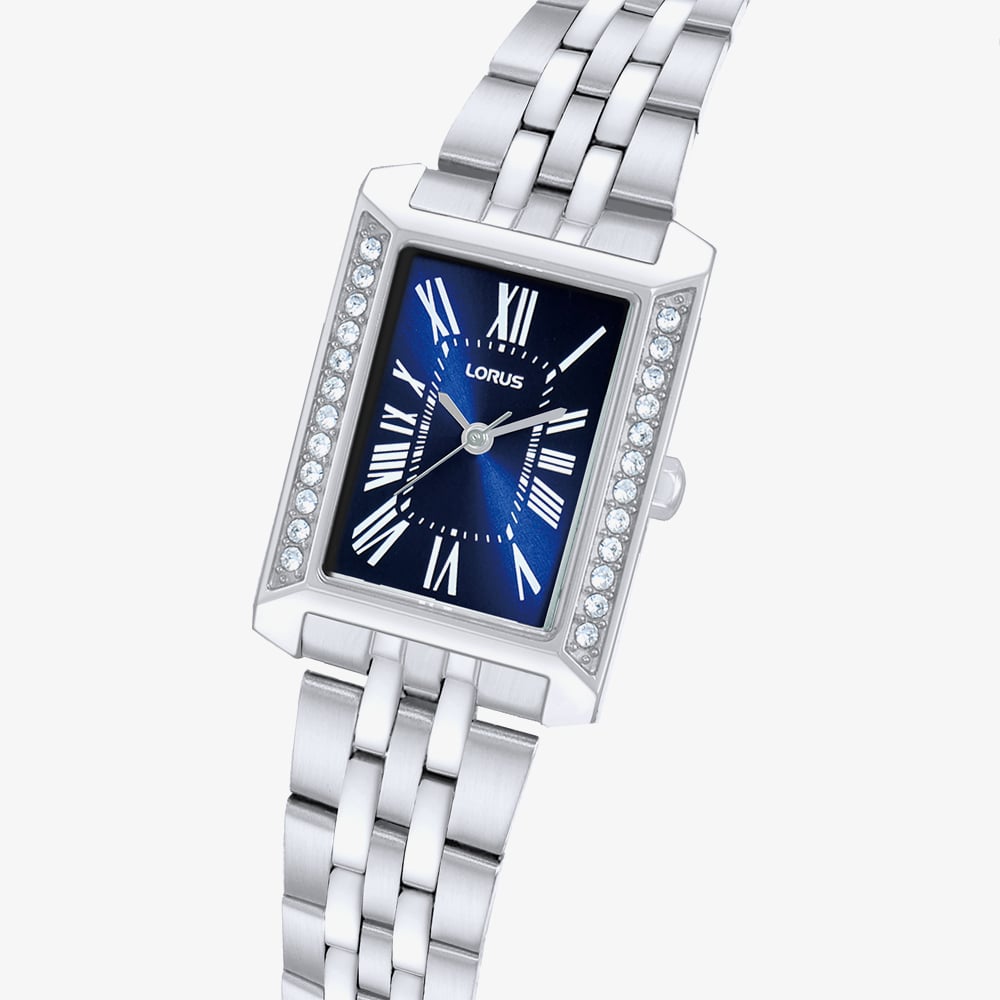 Lorus Ladies Rectangular Blue Dial Bracelet Watch RG231YX9