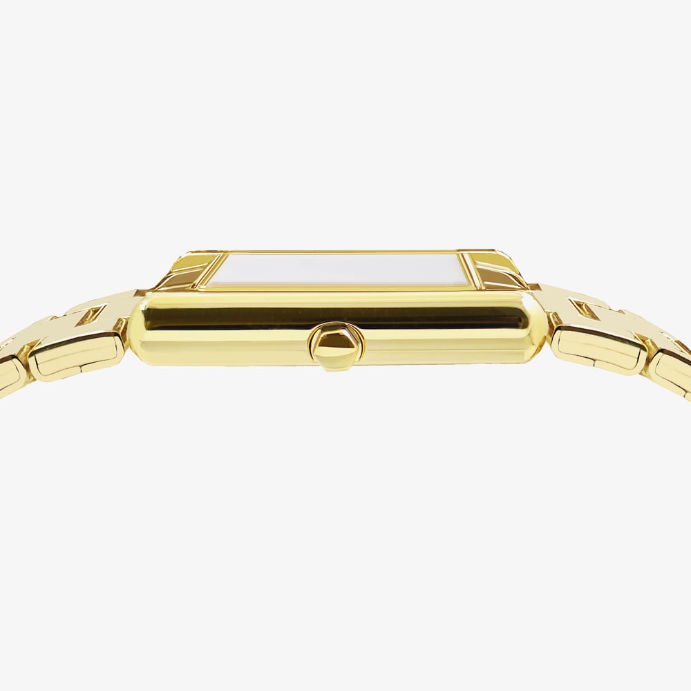Lorus Ladies Green Rectangle Dial Golden Bracelet Watch RH836CX9