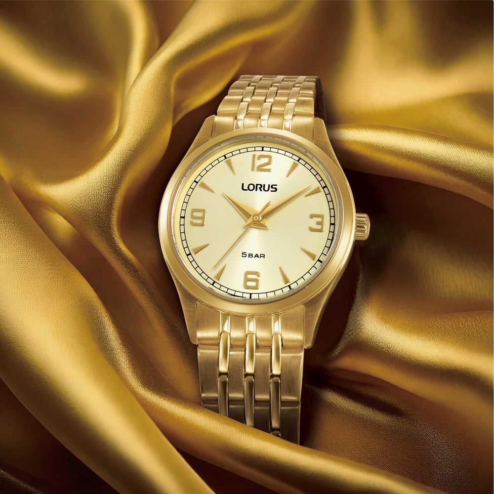 Lorus Ladies Champagne Dial Golden Bracelet Watch RG208ZX9