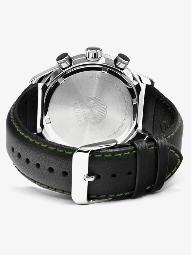 Lorus Sports Black Leather Strap Watch RM347FX9