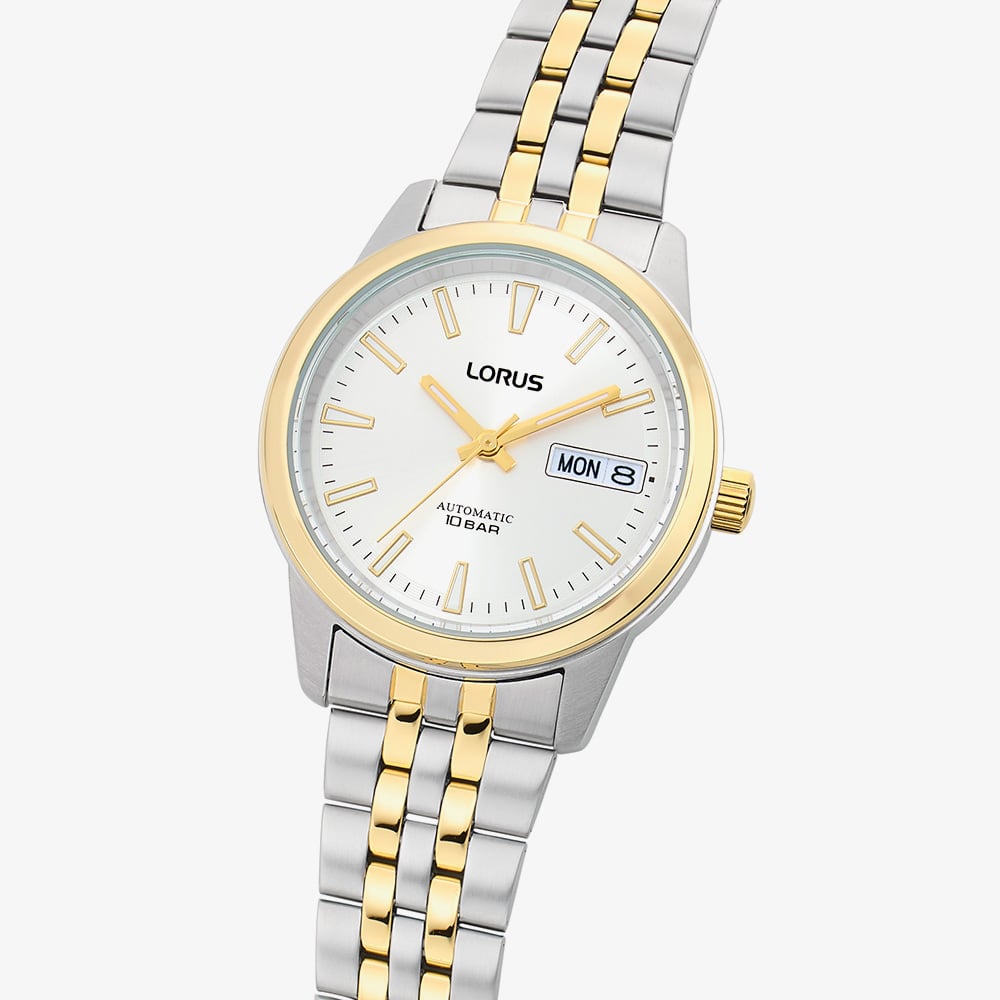 Lorus Ladies Classic Two Tone Silver White Sunray Dial Watch RL404CX9