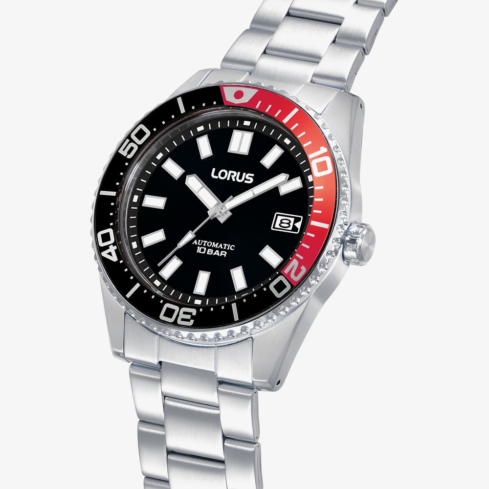 Lorus Mens Sports Black Dial Bracelet Watch RU421AX9