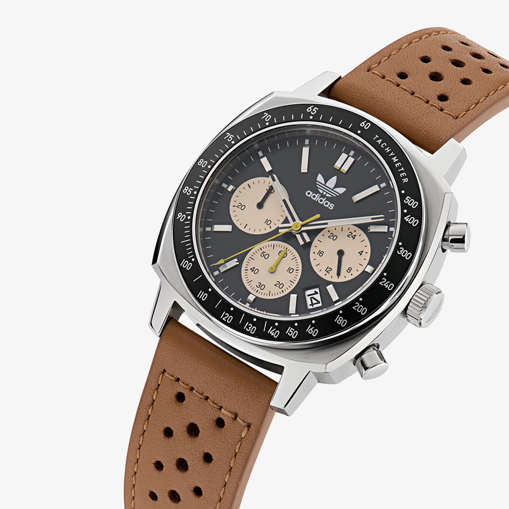 Adidas Unisex Master Originals One Chronograph Black & Tan Watch AOFH235762I