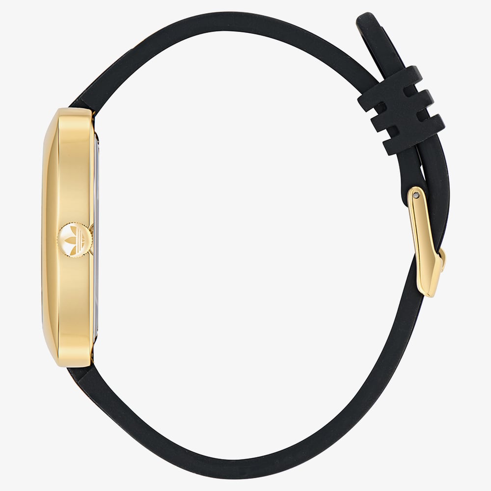 Adidas Retro Wave One Gold Tone Black Strap Watch AOSY260012I