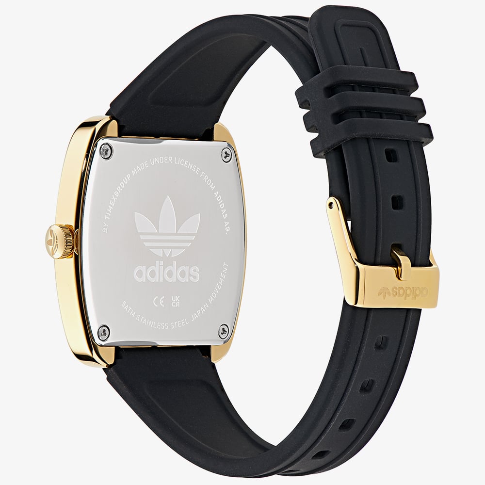 Adidas Retro Wave One Gold Tone Black Strap Watch AOSY260012I