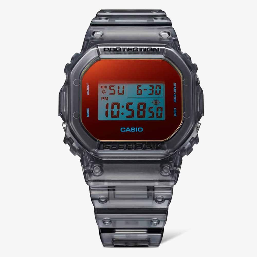 Casio G-Shock Core Grey Transparent Orange Digital Watch DW-5600TLS-8ER
