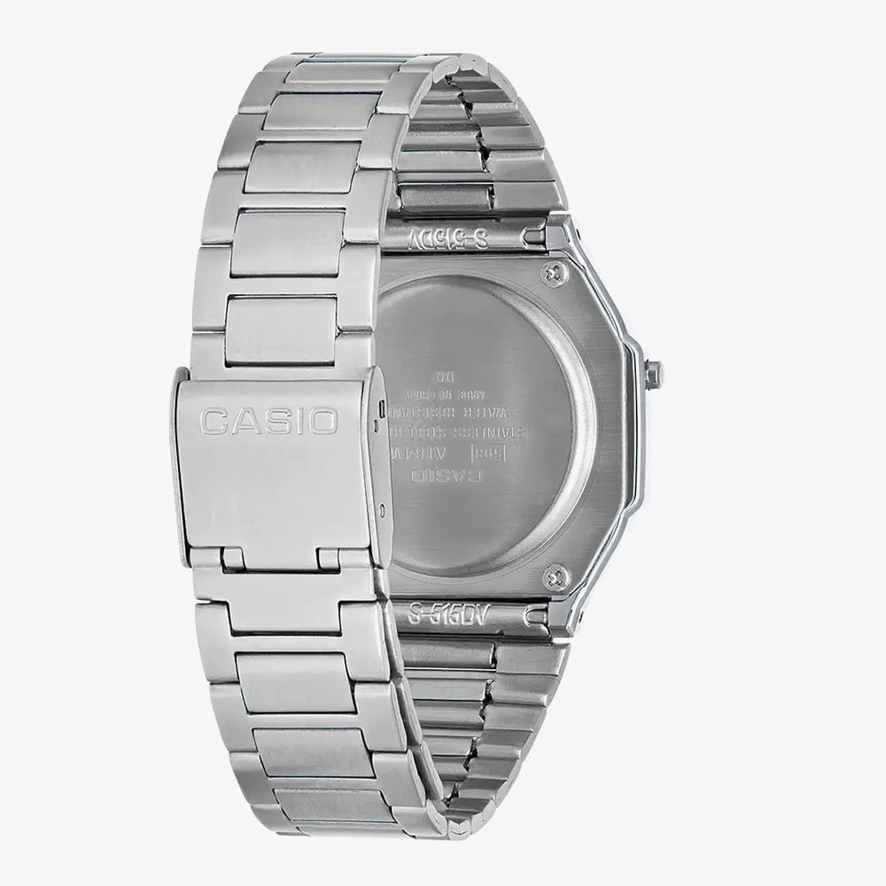 Casio Vintage Silver & Black Digital Display Watch A164WA-1VES