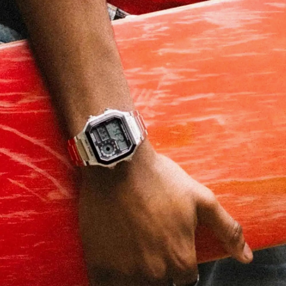 Casio World Timer Silver & Black Digital Display Watch AE-1200WHD-1AVEF