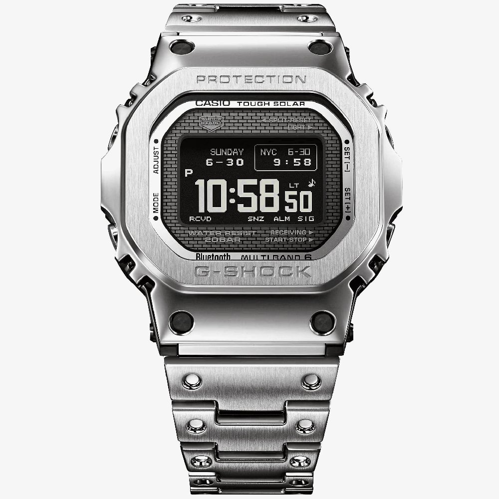 Casio Mens G-Shock Full Metal Origin 5000 Series Silver Digital Solar Bracelet Watch GMW-BZ5000D-1ER