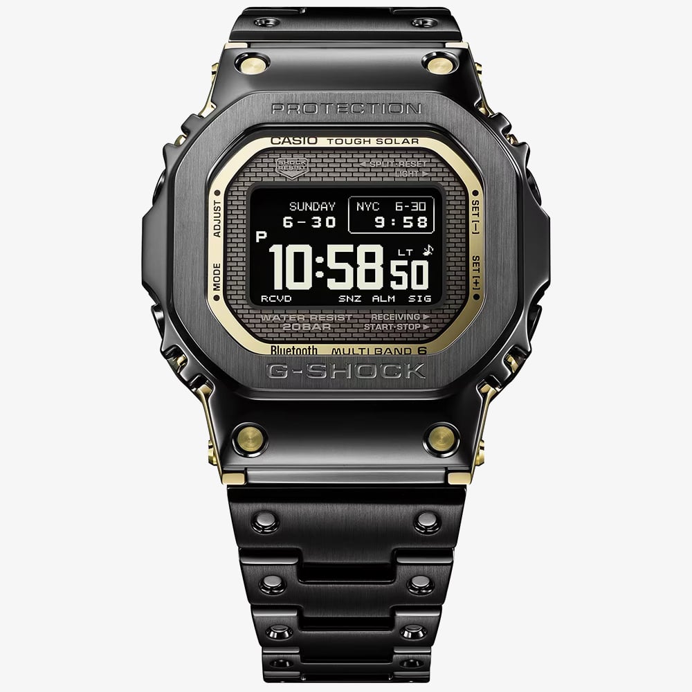 Casio Mens G-Shock Full Metal Origin 5000 Series Black & Gold Digital Solar Bracelet Watch GMW-BZ5000BD-1ER
