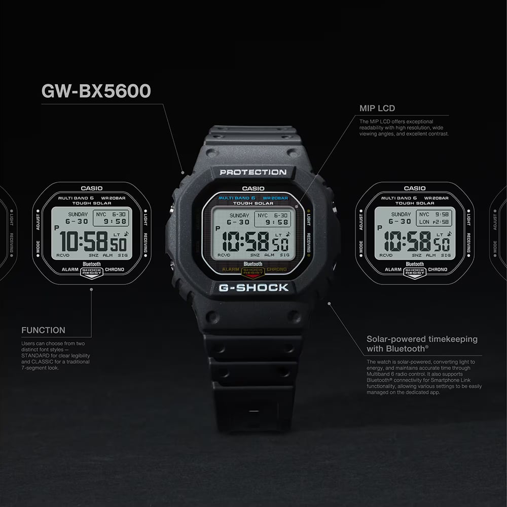 Casio Mens G-Shock 5600 Series Black Digital Solar Strap Watch GW-BX5600-1ER