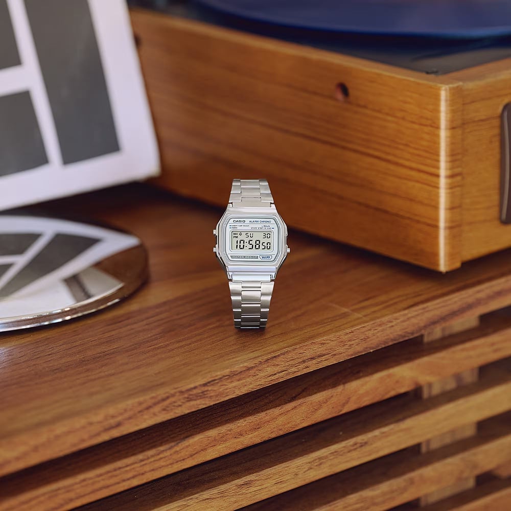 Casio Vintage Silver Digital Watch A158WEA-7EF