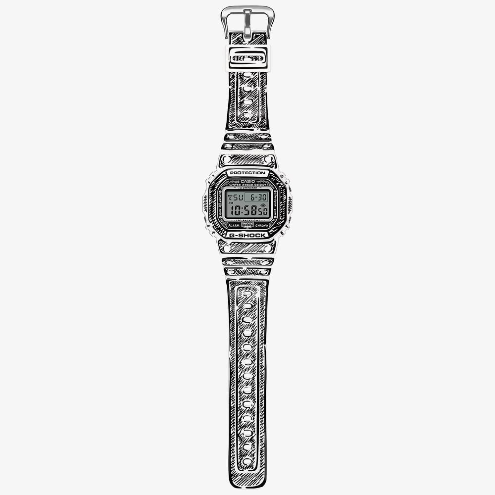 Casio Mens G-Shock Joshua Vides Collaboration White Digital Strap Watch DW-5600JV-7ER