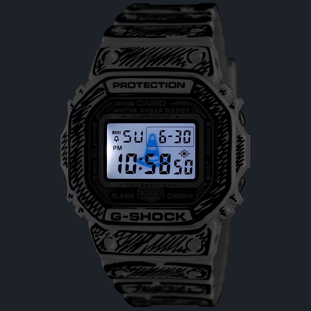 Casio Mens G-Shock Joshua Vides Collaboration White Digital Strap Watch DW-5600JV-7ER