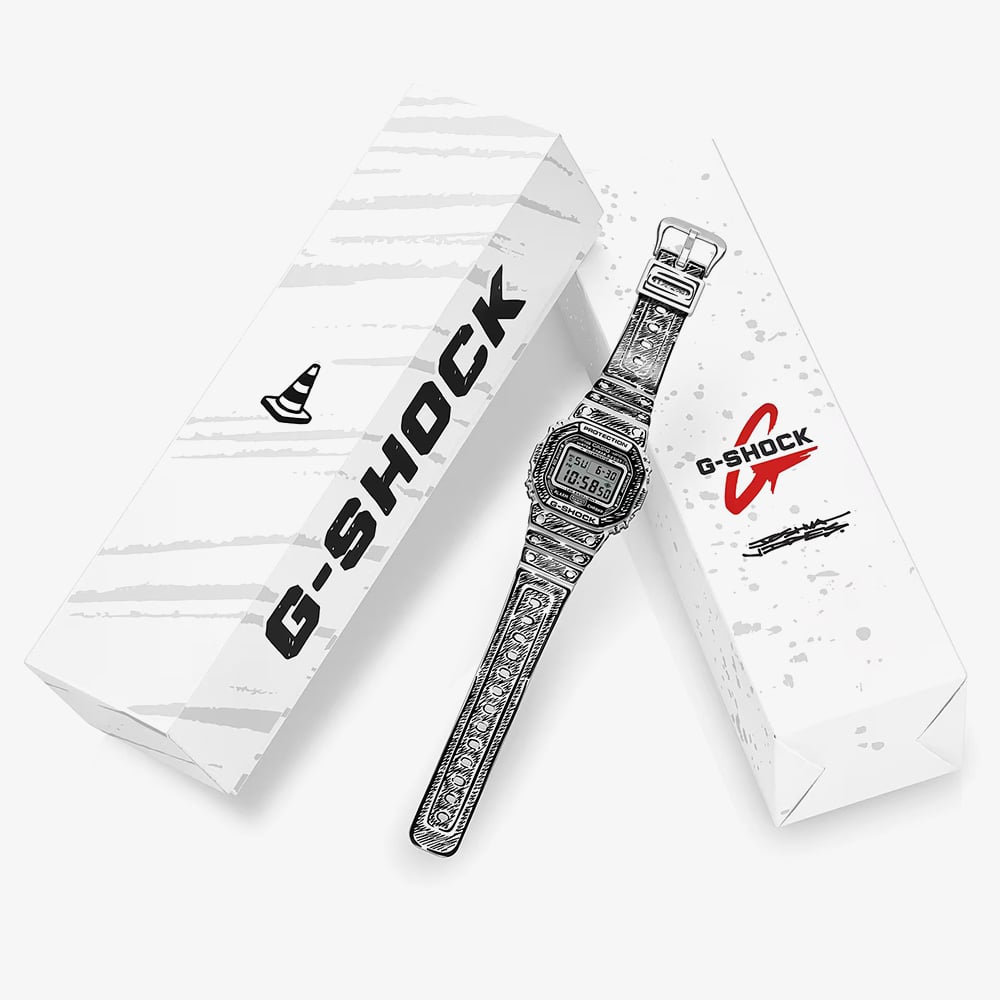 Casio Mens G-Shock Joshua Vides Collaboration White Digital Strap Watch DW-5600JV-7ER