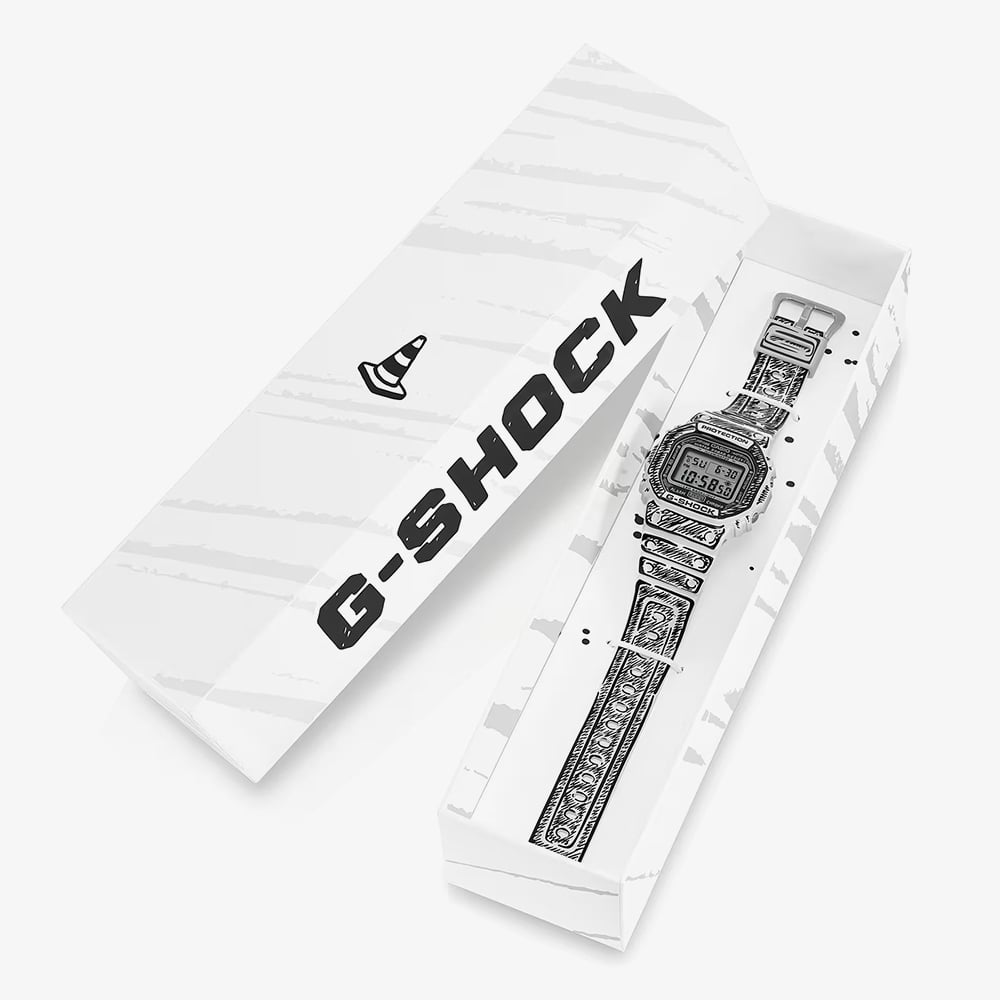 Casio Mens G-Shock Joshua Vides Collaboration White Digital Strap Watch DW-5600JV-7ER