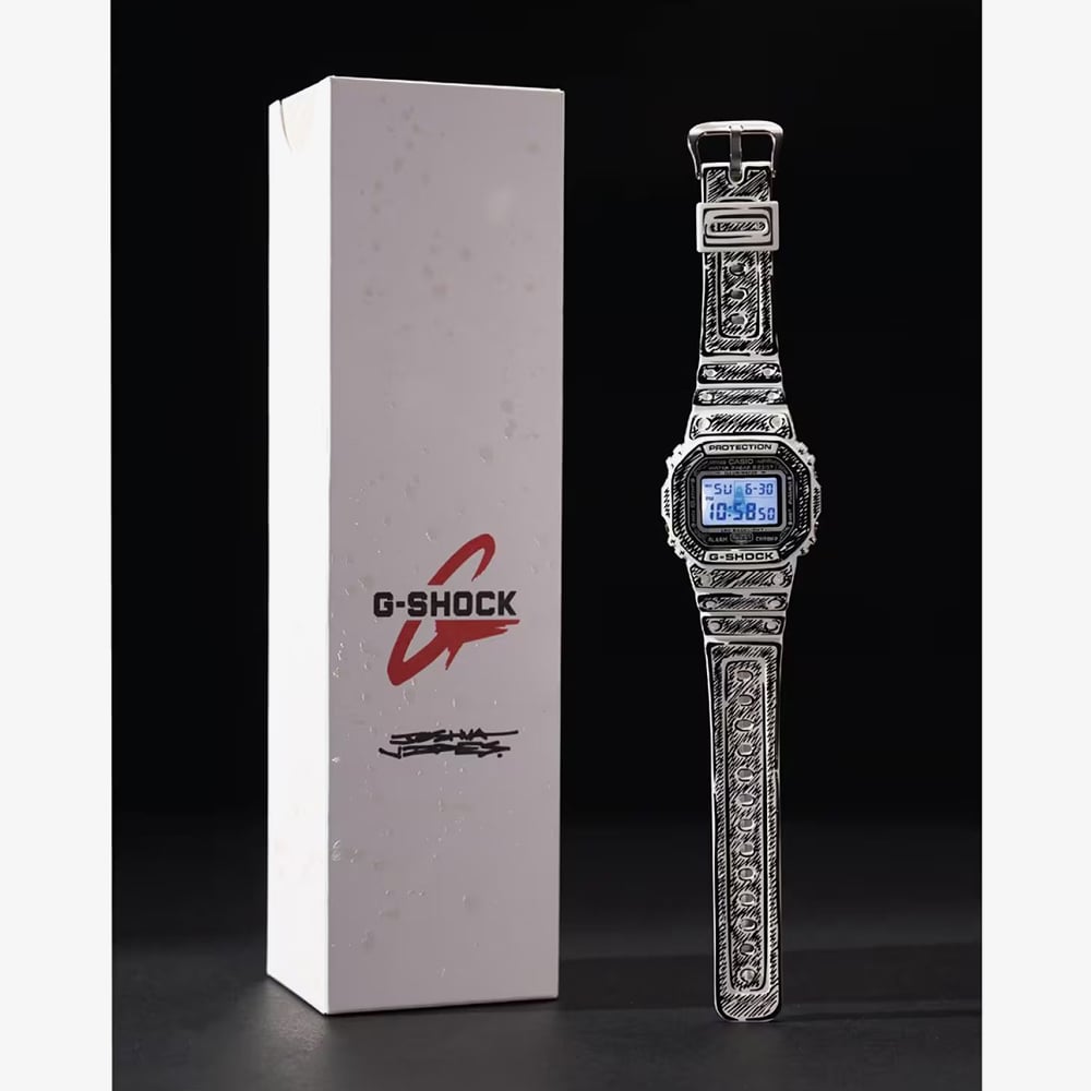 Casio Mens G-Shock Joshua Vides Collaboration White Digital Strap Watch DW-5600JV-7ER