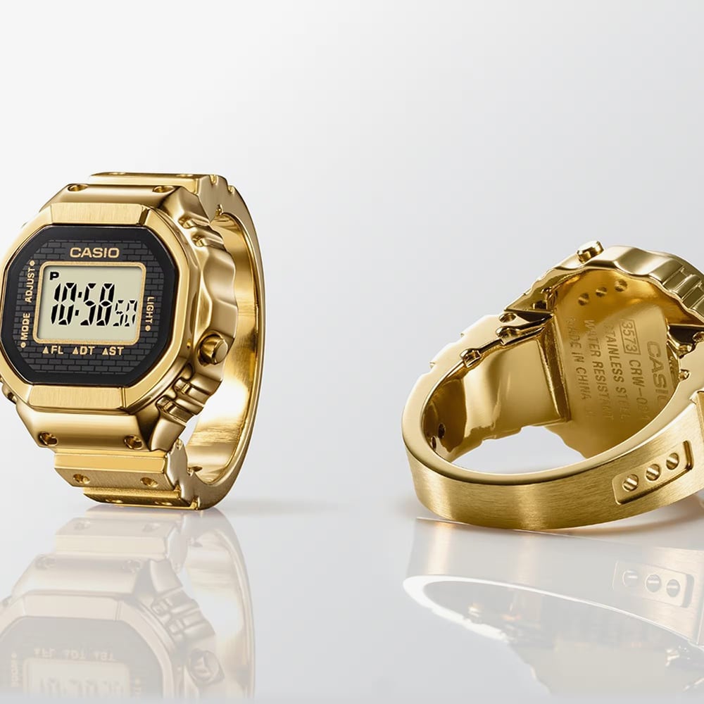Casio 50th Anniversary Gold Plated Digital Ring Watch CRW-001G-9ER