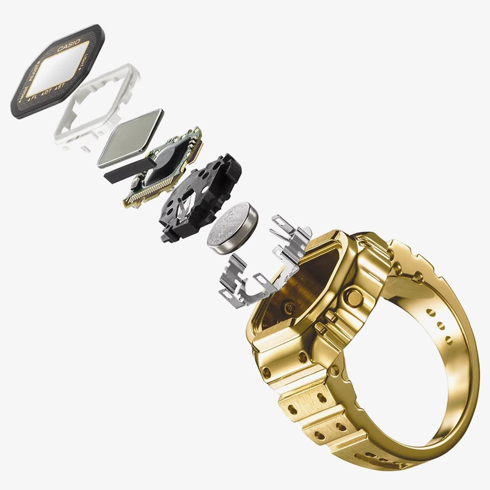 Casio 50th Anniversary Gold Plated Digital Ring Watch CRW-001G-9ER