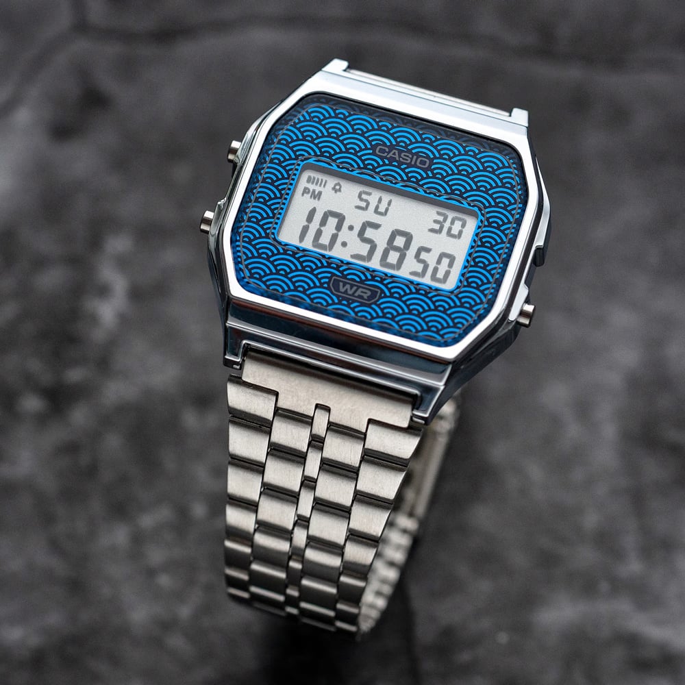 Casio Limited Edition Vintage Blue Seigaiha Pattern Digital Watch A159WEVJ-2